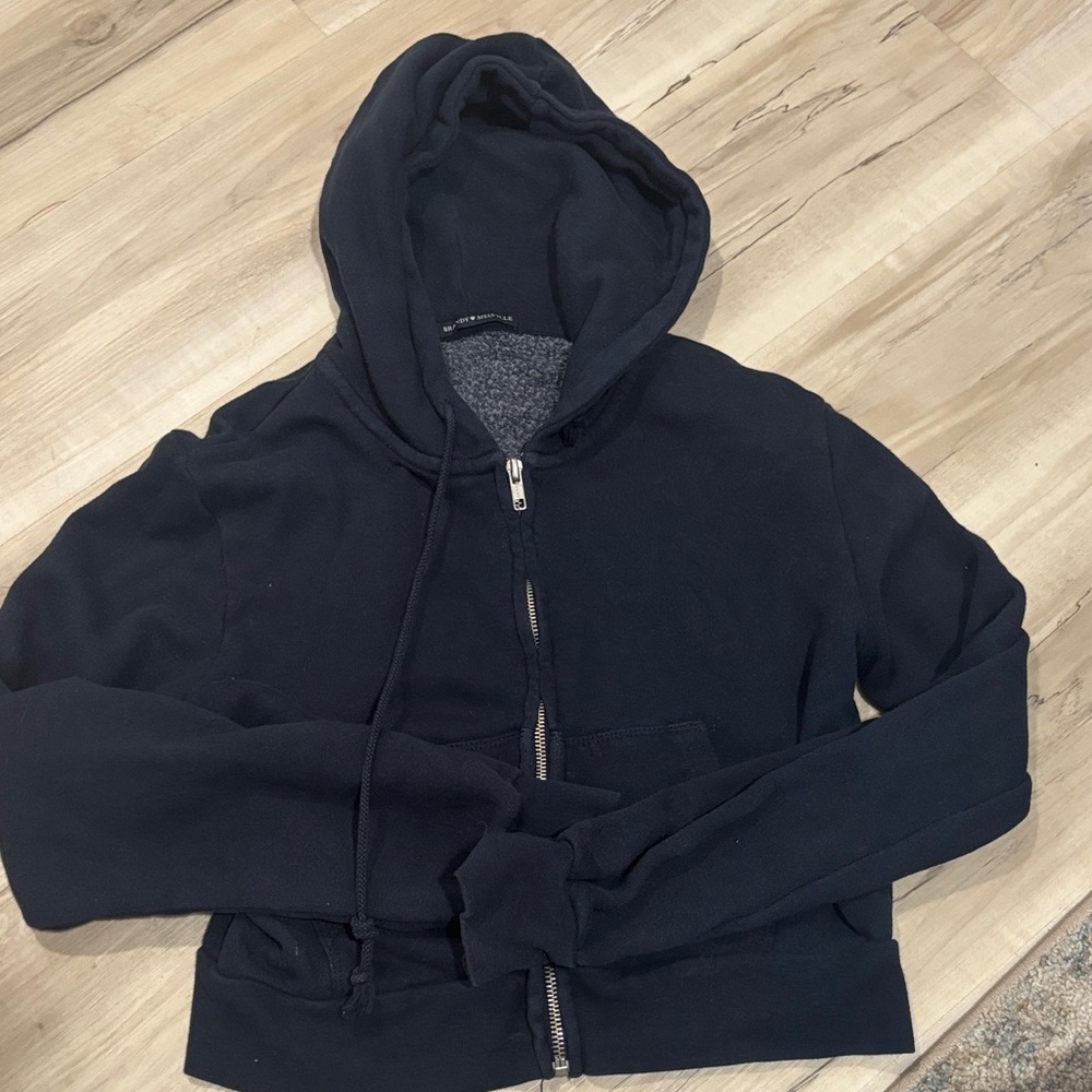 Brandy Melville Navy Blue Cropped Hoodie